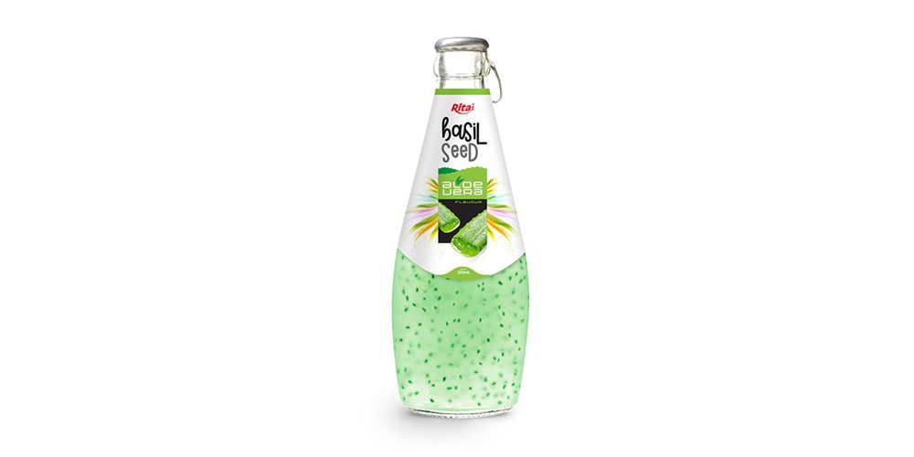 Basil Seed Drink With Aloe Vera 290ml Glass Bottle